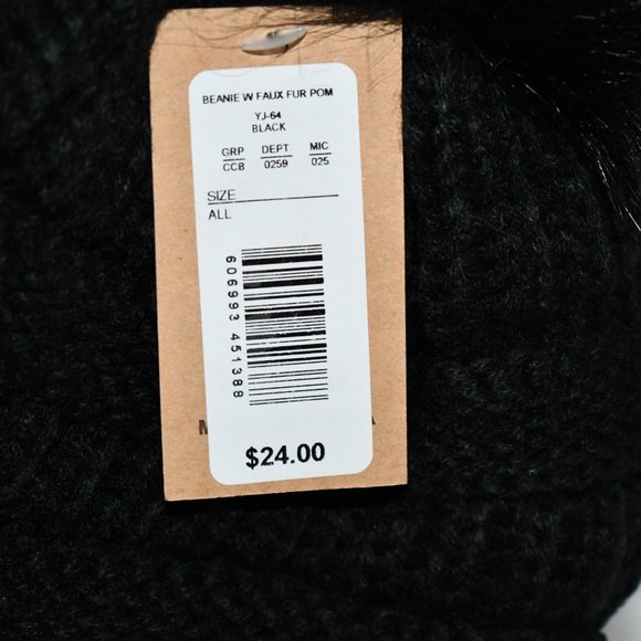 C.C. BEANIES Bobble Pom Beanie in Black #YJ-64 NWT - Picture 3 of 3